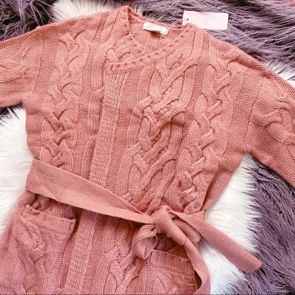 Rachel Parcell Cozy Cable Belted Long Cardigan - Picture 5 of 9